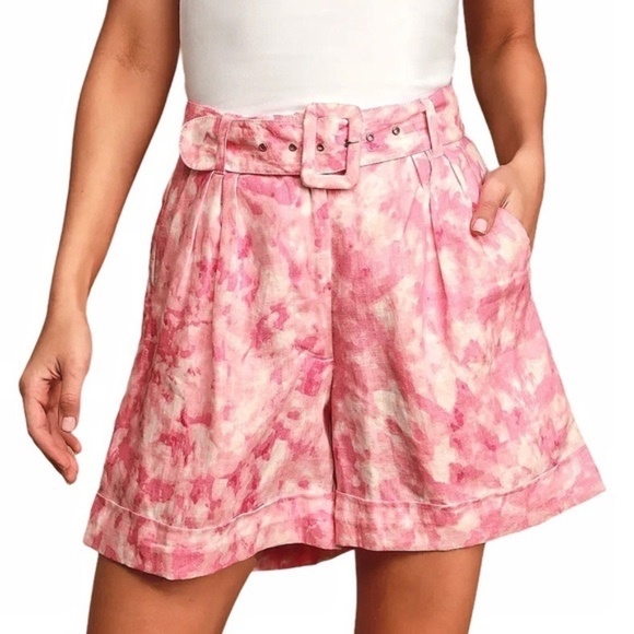 NWT!! Faithfull The Brand REVOLVE Les Deux Shorts Pink Roos Tie Dye Linen Size 4 - Picture 7 of 16